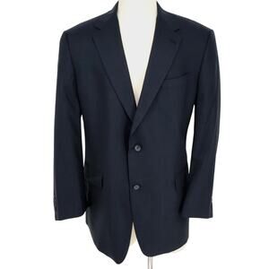 Hart Schaffner Marx Sport Coat Mens 46R Blue Plaid Wool Jacket Lined Career